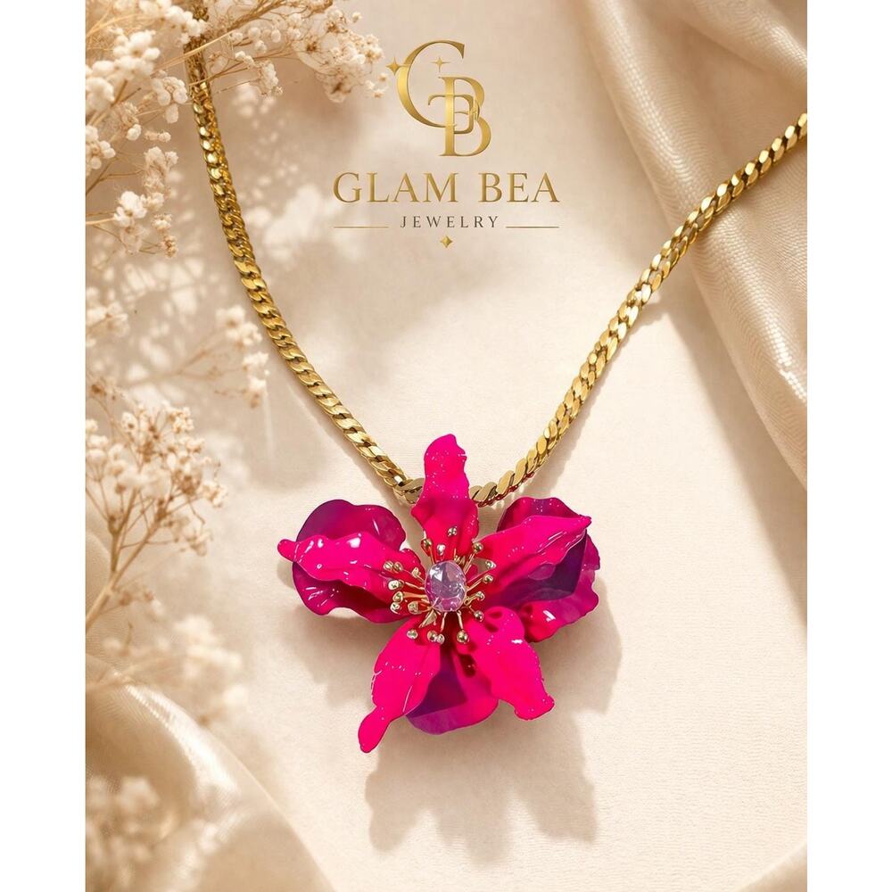Betsey Johnson Orchid Statement Pendant Pink, Purple - Picture 6 of 13